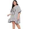 image:imageGypsie Blu Women Plus Size Short Caftan Dress Stylish Polyester Beach Cover Up Tunic Top Dresses for Summer WearBlack and White