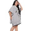 image:imageGypsie Blu Women Plus Size Short Caftan Dress Stylish Polyester Beach Cover Up Tunic Top Dresses for Summer WearBlack and White