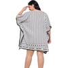 image:imageGypsie Blu Women Plus Size Short Caftan Dress Stylish Polyester Beach Cover Up Tunic Top Dresses for Summer WearBlack and White