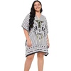 image:imageGypsie Blu Women Plus Size Short Caftan Dress Stylish Polyester Beach Cover Up Tunic Top Dresses for Summer WearBlack and White
