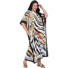 image:imageGypsie Blu Women Plus Size Kaftan Dress Beach Cover Up Maxi Dresses for Women VNeck Kimono Sleeve 1X3XBeige Abstract Print