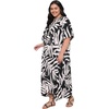 image:imageGypsie Blu Women Plus Size Kaftan Dress Beach Cover Up Maxi Dresses for Women VNeck Kimono Sleeve 1X3XBlack  White Leaf Print