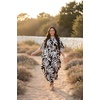 image:imageGypsie Blu Women Plus Size Kaftan Dress Beach Cover Up Maxi Dresses for Women VNeck Kimono Sleeve 1X3XBlack  White Leaf Print