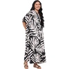 image:imageGypsie Blu Women Plus Size Kaftan Dress Beach Cover Up Maxi Dresses for Women VNeck Kimono Sleeve 1X3XBlack  White Leaf Print