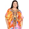 image:imageGypsie Blu Women Plus Size Kaftan Dress Beach Cover Up Maxi Dresses for Women VNeck Kimono Sleeve 1X3XBright Orange