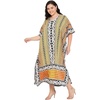 image:imageGypsie Blu Women Plus Size Kaftan Dress Beach Cover Up Maxi Dresses for Women VNeck Kimono Sleeve 1X3XBrown  Grey