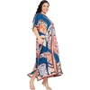image:imageGypsie Blu Women Plus Size Kaftan Dress Beach Cover Up Maxi Dresses for Women VNeck Kimono Sleeve 1X3XDeep Cobalt Blue