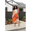 image:imageGypsie Blu Women Plus Size Kaftan Dress Beach Cover Up Maxi Dresses for Women VNeck Kimono Sleeve 1X3XOrange  Beige