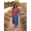 image:imageGypsie Blu Women Plus Size Kaftan Dress Beach Cover Up Maxi Dresses for Women VNeck Kimono Sleeve 1X3XRed  Blue