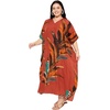 image:imageGypsie Blu Women Plus Size Kaftan Dress Beach Cover Up Maxi Dresses for Women VNeck Kimono Sleeve 1X3XReddishbrown