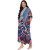 image:imageGypsie Blu Women Plus Size Kaftan Dress Beach Cover Up Maxi Dresses for Women VNeck Kimono Sleeve 1X3XRoyal Blue Floral Print