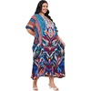 image:imageGypsie Blu Women Plus Size Kaftan Dress Beach Cover Up Maxi Dresses for Women VNeck Kimono Sleeve 1X3XRoyal Blue Floral Print