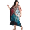 image:imageGypsie Blu Women Plus Size Kaftan Dress Beach Cover Up Maxi Dresses for Women VNeck Kimono Sleeve 1X3XTeal Blue  Rust Brown