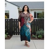 image:imageGypsie Blu Women Plus Size Kaftan Dress Beach Cover Up Maxi Dresses for Women VNeck Kimono Sleeve 1X3XTeal Blue  Rust Brown
