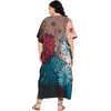image:imageGypsie Blu Women Plus Size Kaftan Dress Beach Cover Up Maxi Dresses for Women VNeck Kimono Sleeve 1X3XTeal Blue  Rust Brown