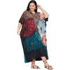 image:imageGypsie Blu Women Plus Size Kaftan Dress Beach Cover Up Maxi Dresses for Women VNeck Kimono Sleeve 1X3XTeal Blue  Rust Brown