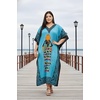 image:imageGypsie Blu Women Plus Size Kaftan Dress Beach Cover Up Maxi Dresses for Women VNeck Kimono Sleeve 1X3XTurquoise Blue