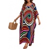 image:imageGypsie Blu Women Plus Size Kaftan Dress Beach Cover Up Maxi Dresses for Women VNeck Kimono Sleeve 1X3XDeep Blue