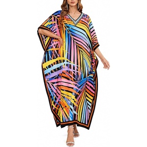 image:imageGypsie Blu Women Plus Size Kaftan Dress Beach Cover Up Maxi Dresses for Women VNeck Kimono Sleeve 1X3XBlack