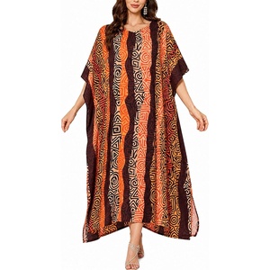 image:imageGypsie Blu Women Plus Size Kaftan Dress Beach Cover Up Maxi Dresses for Women VNeck Kimono Sleeve 1X3XDark Brown