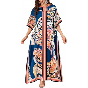 image:imageGypsie Blu Women Plus Size Kaftan Dress Beach Cover Up Maxi Dresses for Women VNeck Kimono Sleeve 1X3XDeep Cobalt Blue