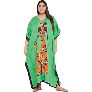 image:imageGypsie Blu Women Plus Size Kaftan Dress Beach Cover Up Maxi Dresses for Women VNeck Kimono Sleeve 1X3XGrass Green