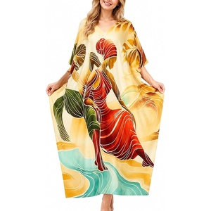 image:imageGypsie Blu Women Plus Size Kaftan Dress Beach Cover Up Maxi Dresses for Women VNeck Kimono Sleeve 1X3XLight Cream