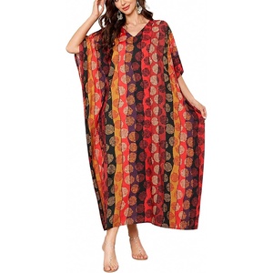 image:imageGypsie Blu Women Plus Size Kaftan Dress Beach Cover Up Maxi Dresses for Women VNeck Kimono Sleeve 1X3XRed