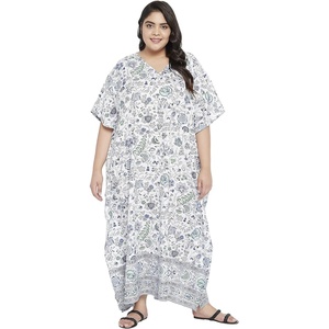 image:imageGypsie Blu Women Plus Size Kaftan Dress Beach Cover Up Maxi Dresses for Women VNeck Kimono Sleeve 1X3XWhite Floral