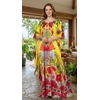 image:imageGypsie Blu Caftan Dress for Women Satin Silk Printed Plus Size  Moo Moo Dress Kimono Sleeve Maxi Gown PartiesBright Yellow