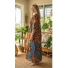 image:imageGypsie Blu Caftan Dress for Women Satin Silk Printed Plus Size  Moo Moo Dress Kimono Sleeve Maxi Gown PartiesCamel Beige