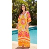 image:imageGypsie Blu Caftan Dress for Women Satin Silk Printed Plus Size  Moo Moo Dress Kimono Sleeve Maxi Gown PartiesLight Beige Baroque