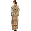 image:imageGypsie Blu Caftan Dress for Women Satin Silk Printed Plus Size  Moo Moo Dress Kimono Sleeve Maxi Gown PartiesLight Beige Tribal
