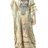 image:imageGypsie Blu Caftan Dress for Women Satin Silk Printed Plus Size  Moo Moo Dress Kimono Sleeve Maxi Gown PartiesLight Beige Tribal