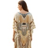 image:imageGypsie Blu Caftan Dress for Women Satin Silk Printed Plus Size  Moo Moo Dress Kimono Sleeve Maxi Gown PartiesLight Beige Tribal