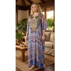 image:imageGypsie Blu Caftan Dress for Women Satin Silk Printed Plus Size  Moo Moo Dress Kimono Sleeve Maxi Gown PartiesLight Blue