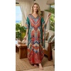 image:imageGypsie Blu Caftan Dress for Women Satin Silk Printed Plus Size  Moo Moo Dress Kimono Sleeve Maxi Gown PartiesMulticolor Patchwork