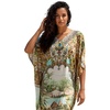 image:imageGypsie Blu Caftan Dress for Women Satin Silk Printed Plus Size  Moo Moo Dress Kimono Sleeve Maxi Gown PartiesOlive Green  Brown