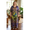 image:imageGypsie Blu Caftan Dress for Women Satin Silk Printed Plus Size  Moo Moo Dress Kimono Sleeve Maxi Gown PartiesRoyal Purple