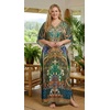 image:imageGypsie Blu Caftan Dress for Women Satin Silk Printed Plus Size  Moo Moo Dress Kimono Sleeve Maxi Gown PartiesTeal