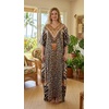 image:imageGypsie Blu Caftan Dress for Women Satin Silk Printed Plus Size  Moo Moo Dress Kimono Sleeve Maxi Gown PartiesWarm Beige