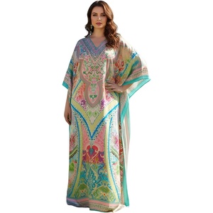 image:imageGypsie Blu Caftan Dress for Women Satin Silk Printed Plus Size  Moo Moo Dress Kimono Sleeve Maxi Gown PartiesLight Pastel Pink