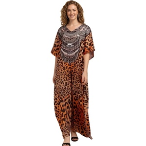 image:imageGypsie Blu Caftan Dress for Women Satin Silk Printed Plus Size  Moo Moo Dress Kimono Sleeve Maxi Gown PartiesWarm Caramel